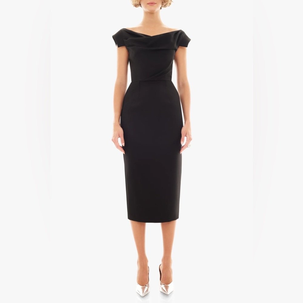 🖤NWT! Black Halo Classic Jacqueline Off Shoulder Woven Midi dress Size 10